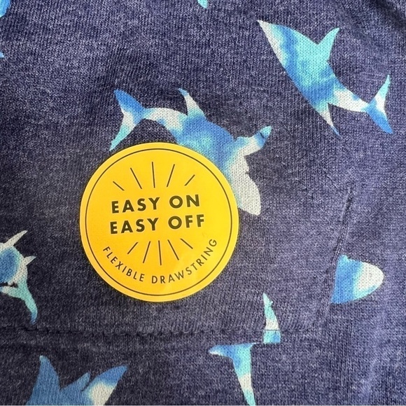 Cat and Jack shark navy shorts with pocket and drawstring - Picture 5 of 7